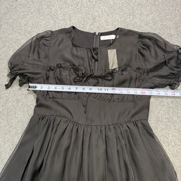Women's All In Favor Black Sheer Short Sleeve Dress Size L NEW - Picture 6 of 11